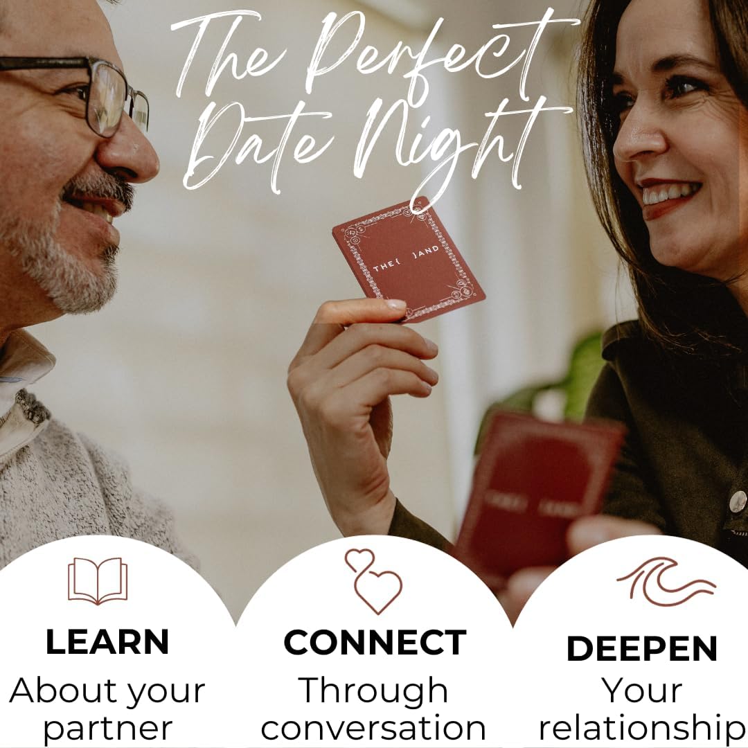 Man and woman holding playing cards with text 'The Perfect Date Night' and tips for a good date night.