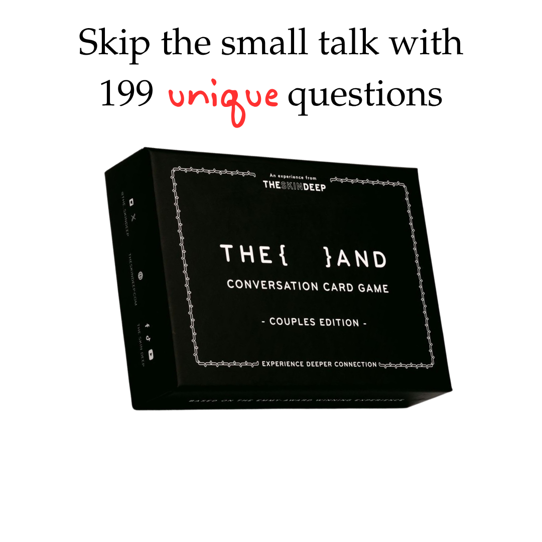 Conversation card game box with text &