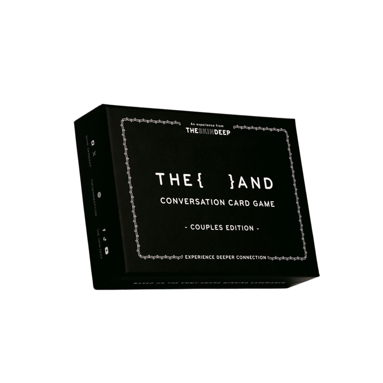 Black box of 'The And' conversation card game by The Skin Deep on a white background